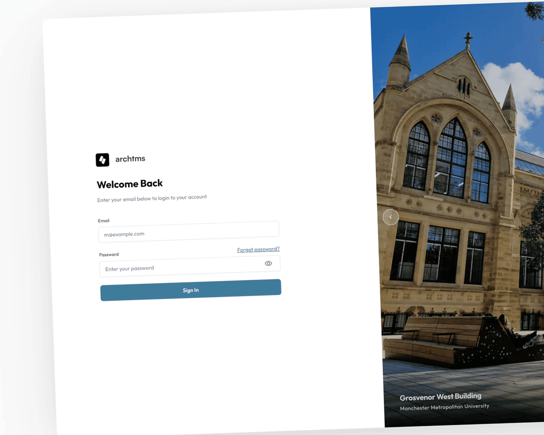 archtms dashboard interface