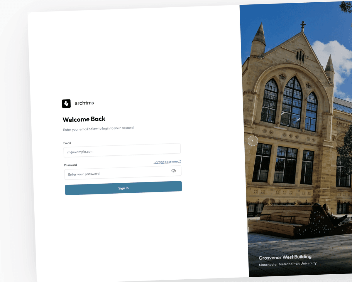 archtms dashboard interface